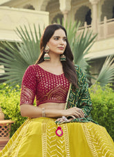 Fashionable Georgette Lehenga Choli in Flourecent Green